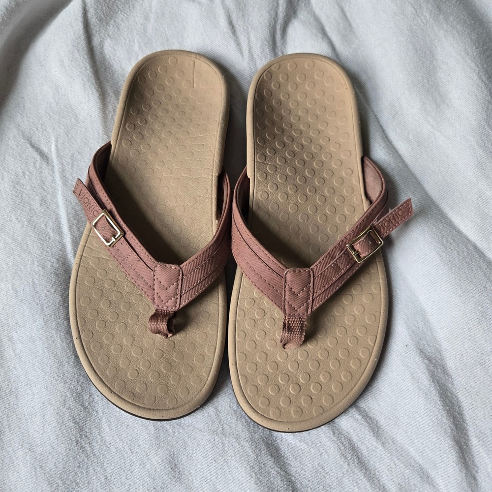 Vionic Womens Mauve Pink Adjustable Buckle Orthotic Flip Flop Sandals Size 8